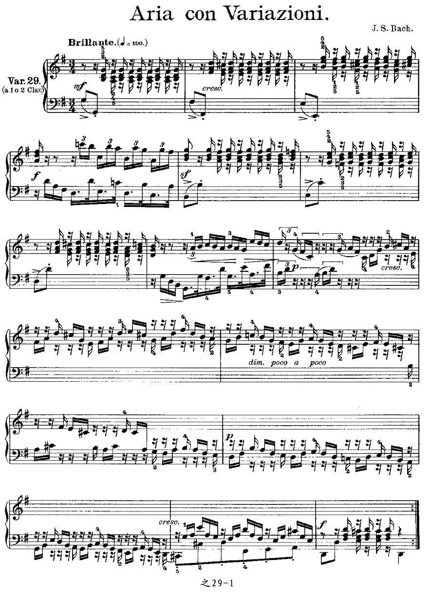 Aria con Variazioni 之29钢琴曲谱（图1）