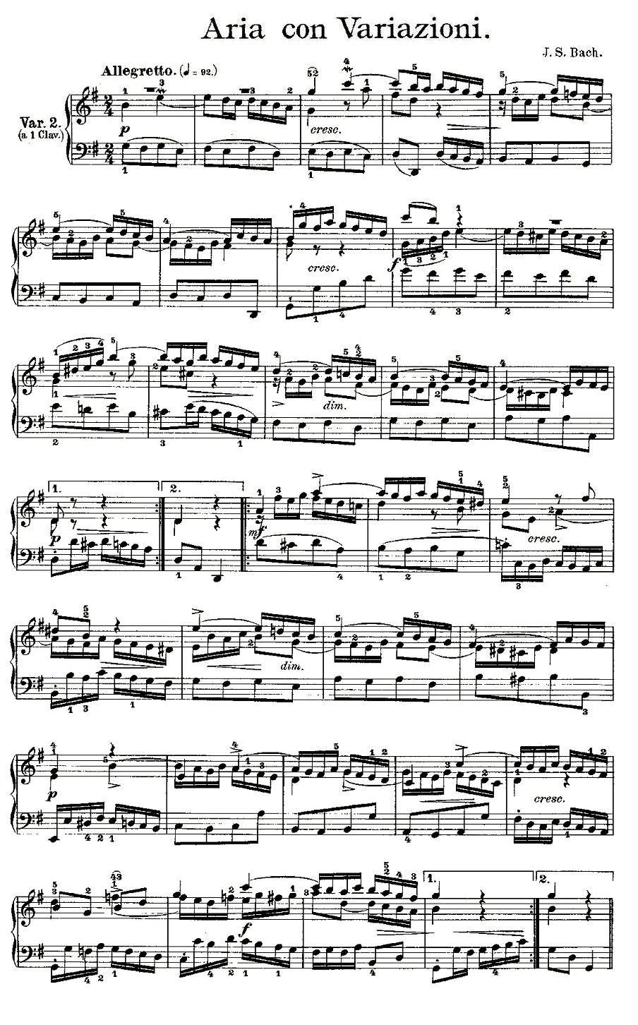 Aria con Variazioni 之二钢琴曲谱（图1）