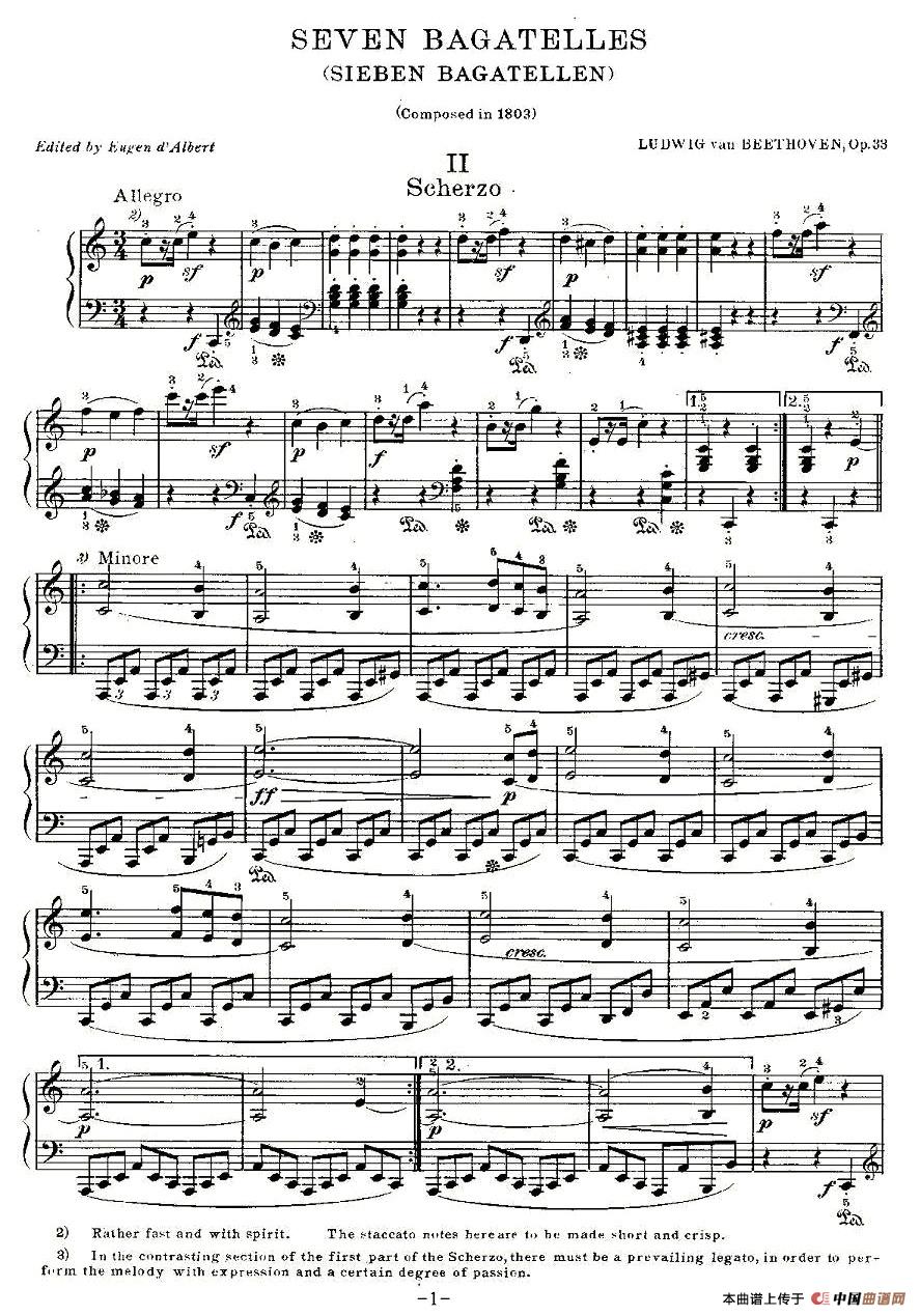 贝多芬钢琴小品（Bagatelles)Op.33 之）钢琴曲谱（图1）