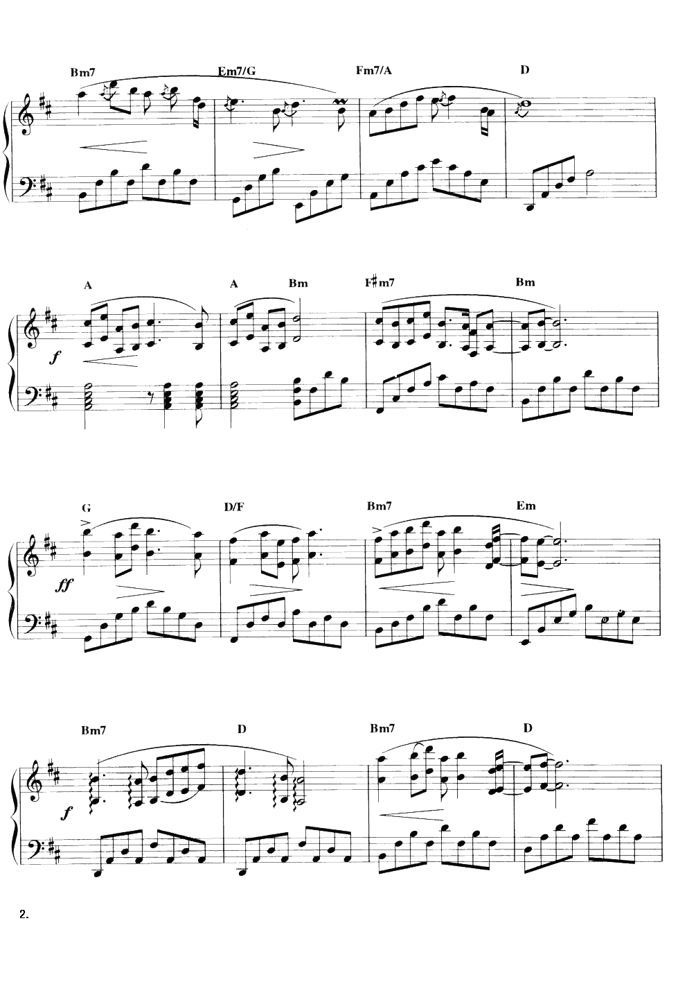 我有一段情钢琴曲谱（图2）