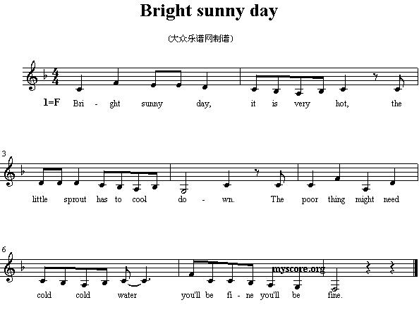Bright sunny day（英文儿歌、五线谱）钢琴曲谱（图1）