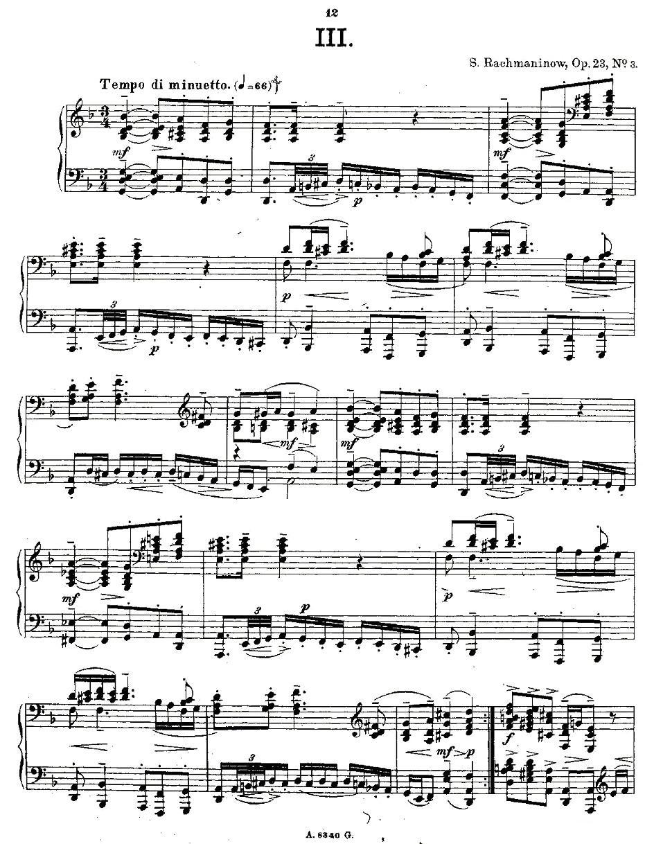 10首《前奏曲》之三（Rachmaninoff10 Preludes Op.23）钢琴曲谱（图2）