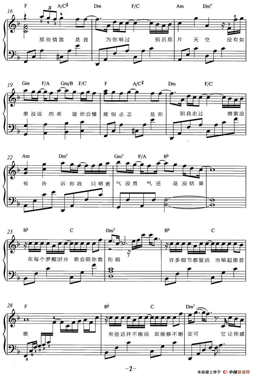情歌没有告诉你钢琴曲谱（图2）