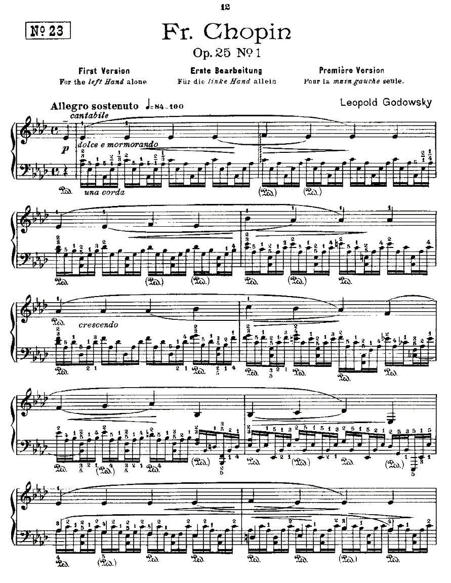 肖邦《练习曲》Fr.Chopin Op.25 No1-1钢琴曲谱（图1）