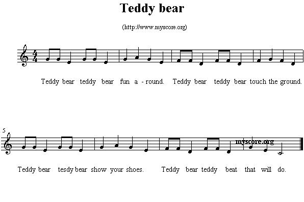 Teddy bear（英文儿歌、五线谱）钢琴曲谱（图1）