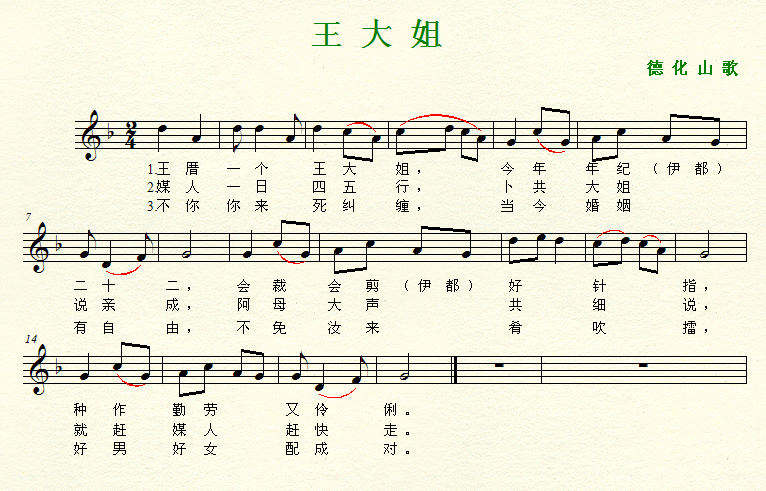 王大姐  （德化山歌）钢琴曲谱（图1）