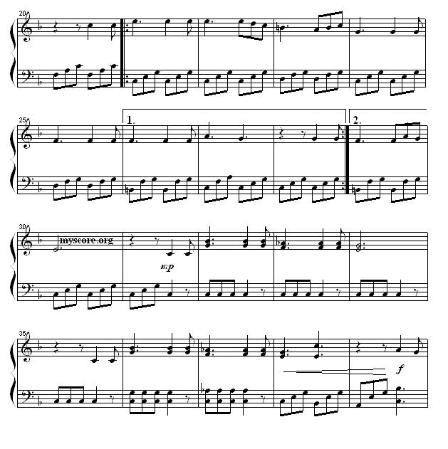 囚徒合唱（选自歌剧《纳布科》、钢琴小曲）钢琴曲谱（图2）