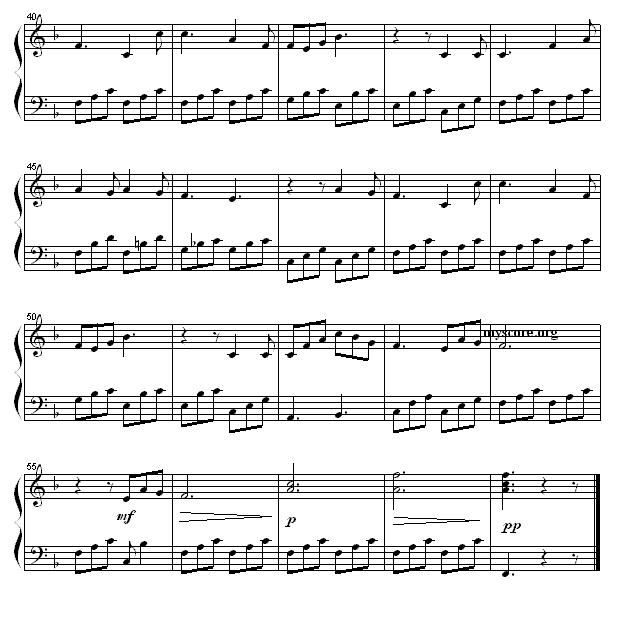 囚徒合唱（选自歌剧《纳布科》、钢琴小曲）钢琴曲谱（图3）