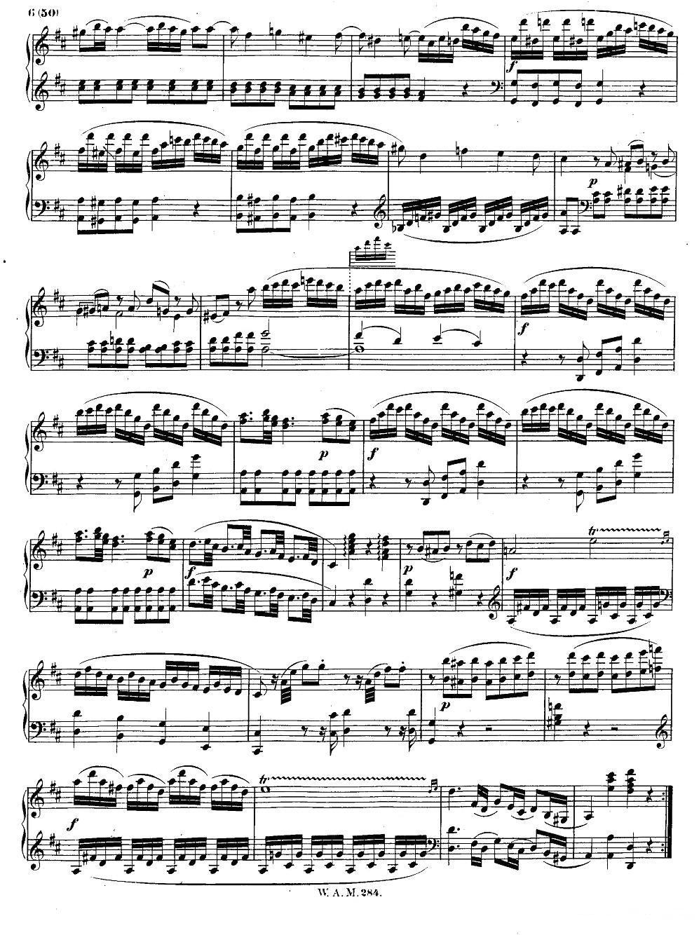 D大调第六钢琴奏鸣曲 KV.284钢琴曲谱（图5）