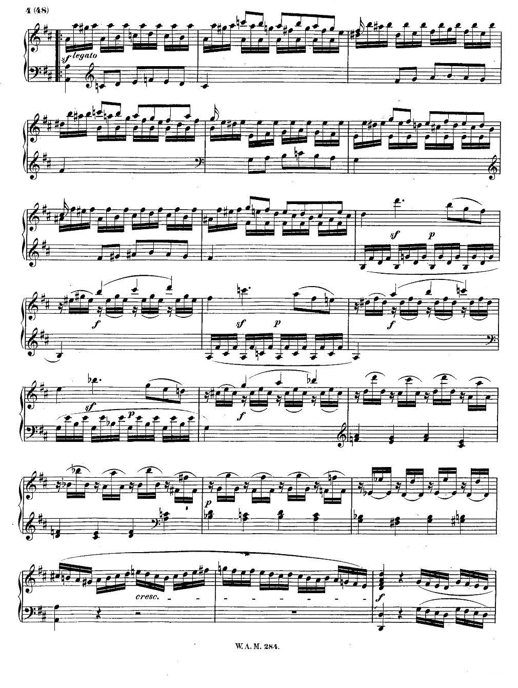 D大调第六钢琴奏鸣曲 KV.284钢琴曲谱（图3）