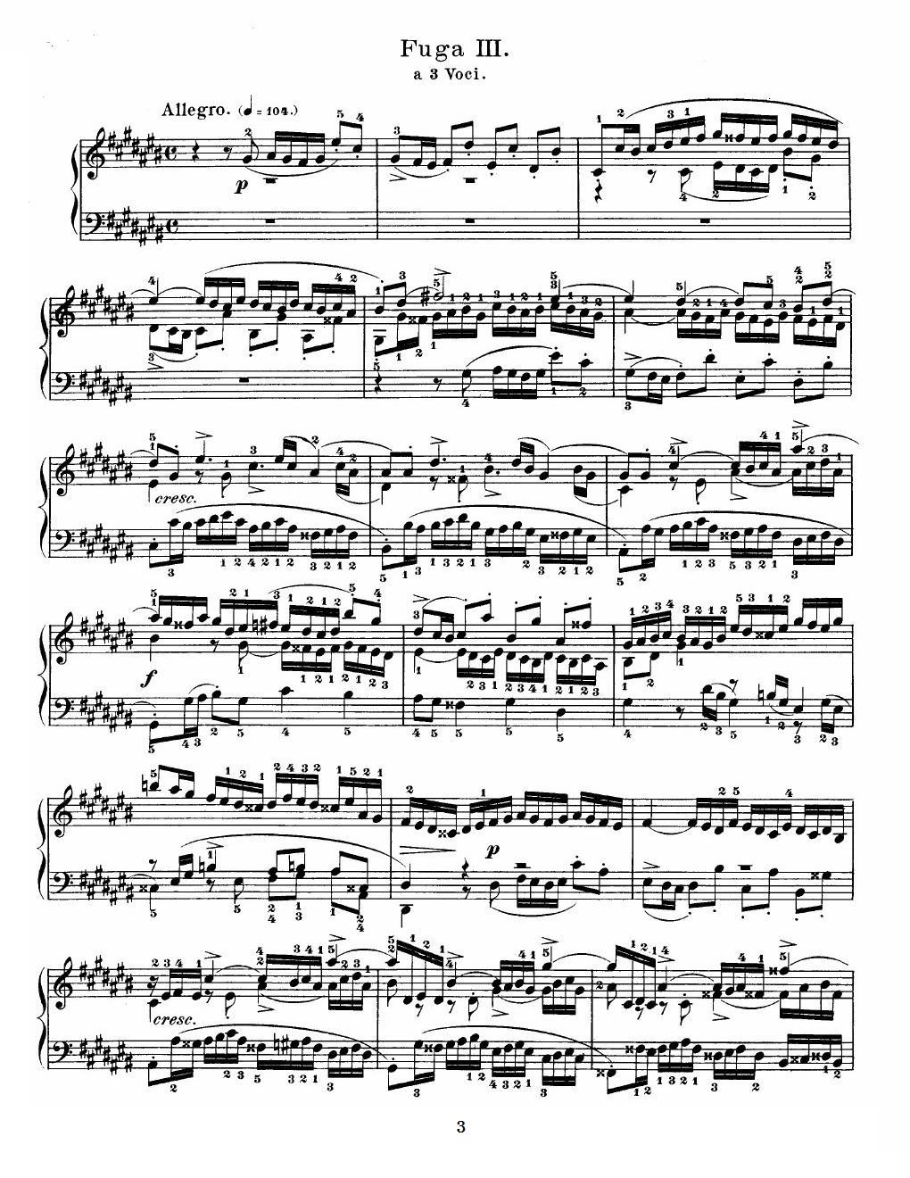 巴赫《平均律钢琴曲集》（Prelude & Fugue-3）钢琴曲谱（图3）
