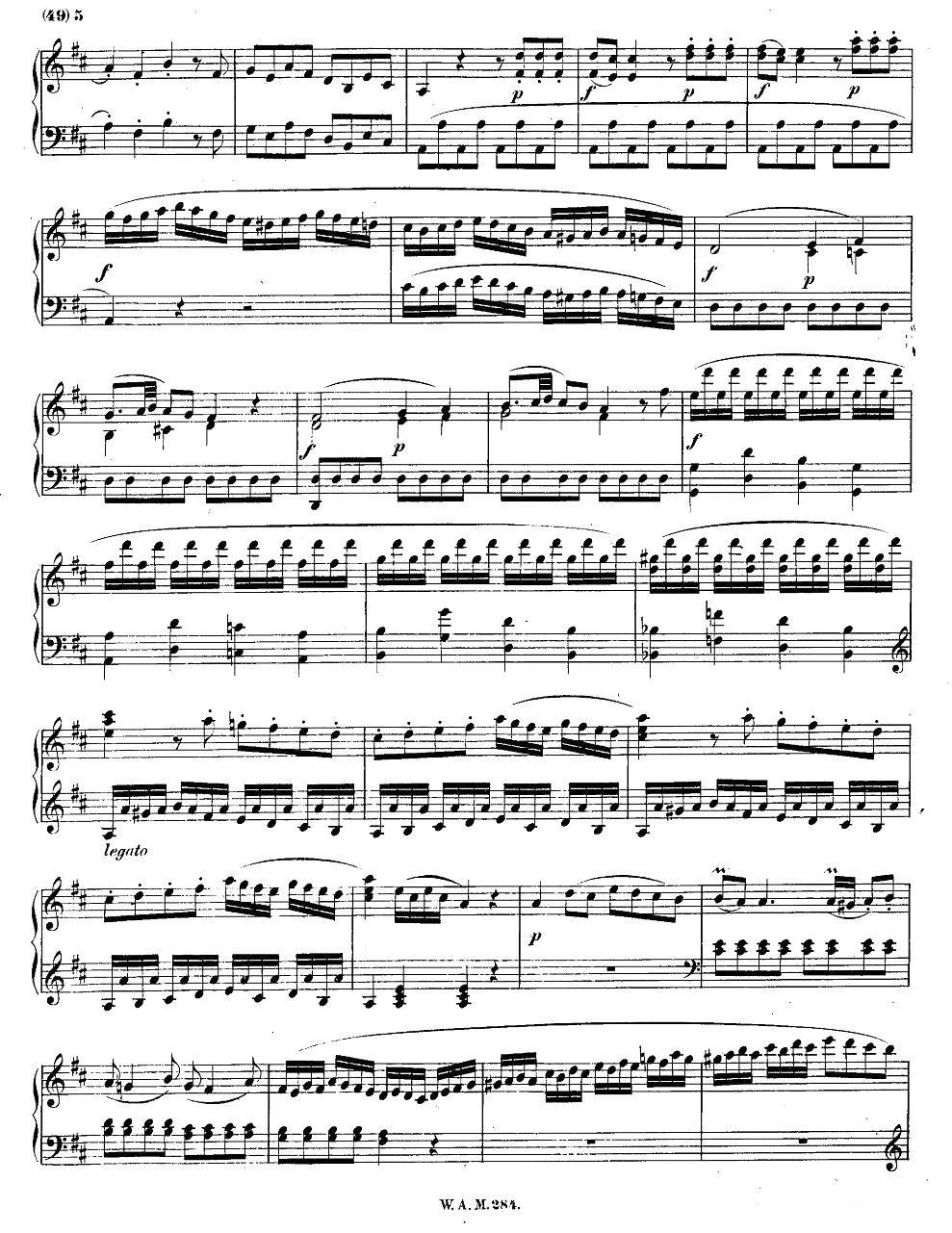 D大调第六钢琴奏鸣曲 KV.284钢琴曲谱（图4）