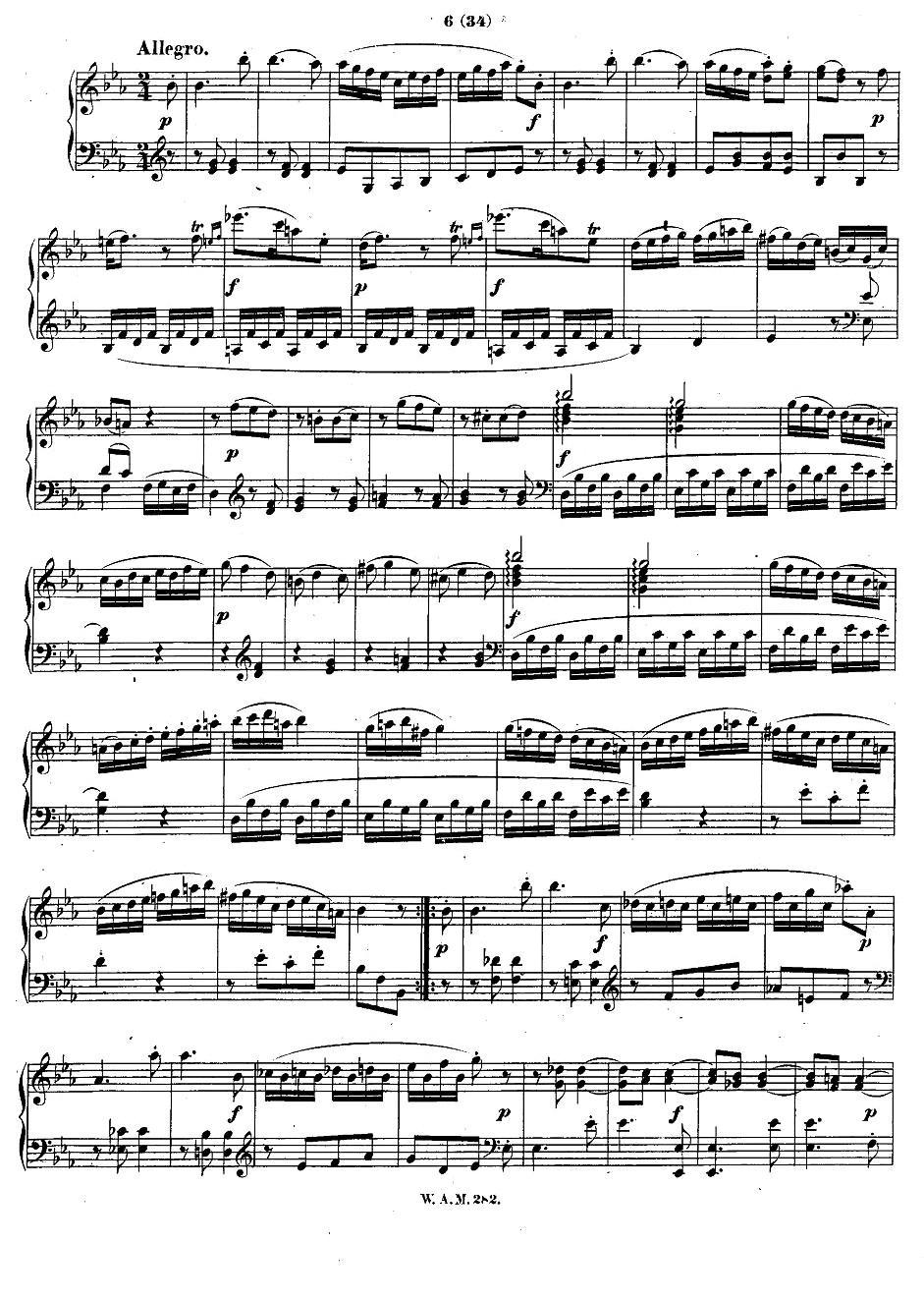 降E大调第四钢琴奏鸣曲 KV.282钢琴曲谱（图5）