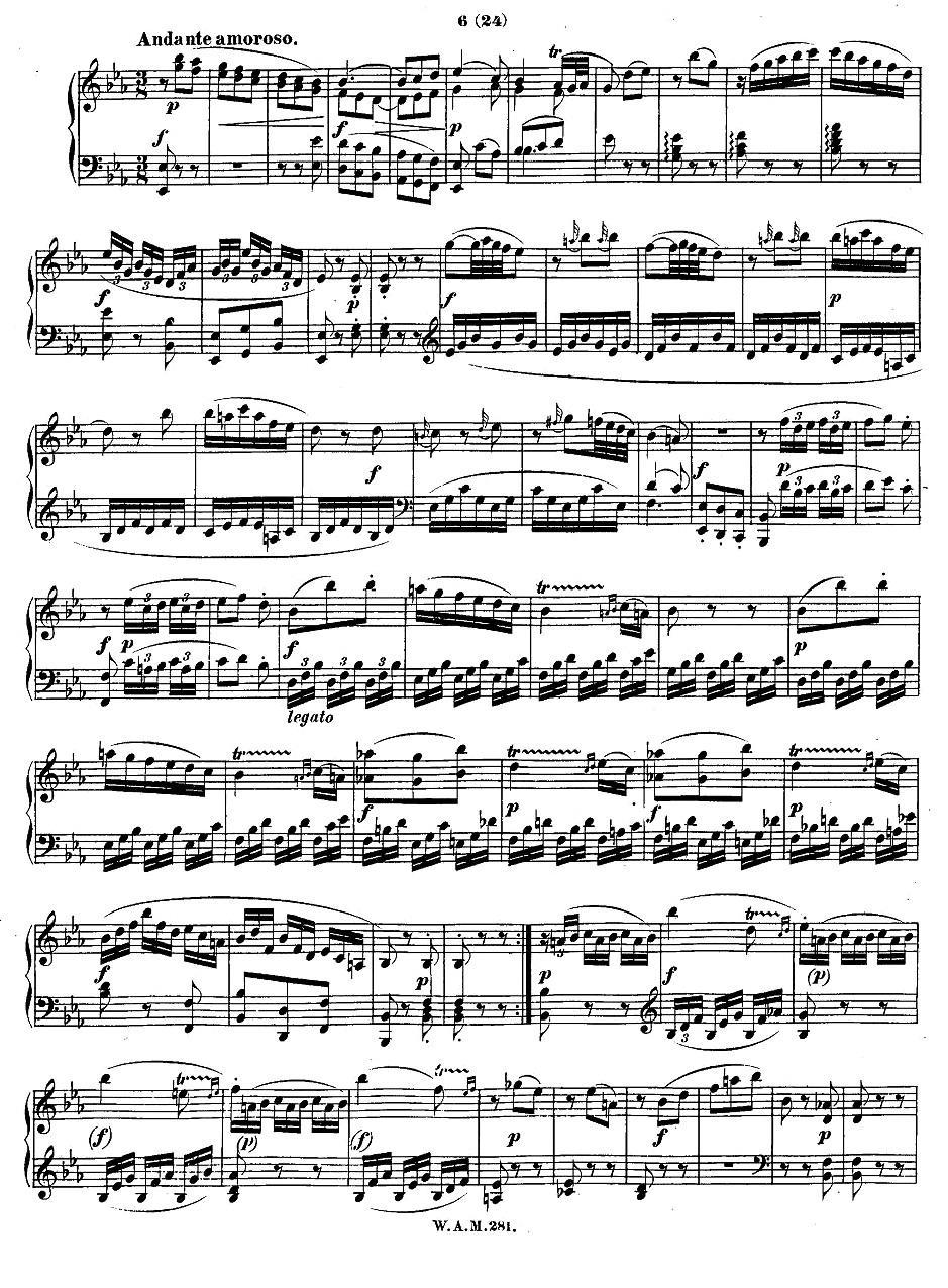 降B大调第三钢琴奏鸣曲 KV.281 钢琴曲谱（图5）