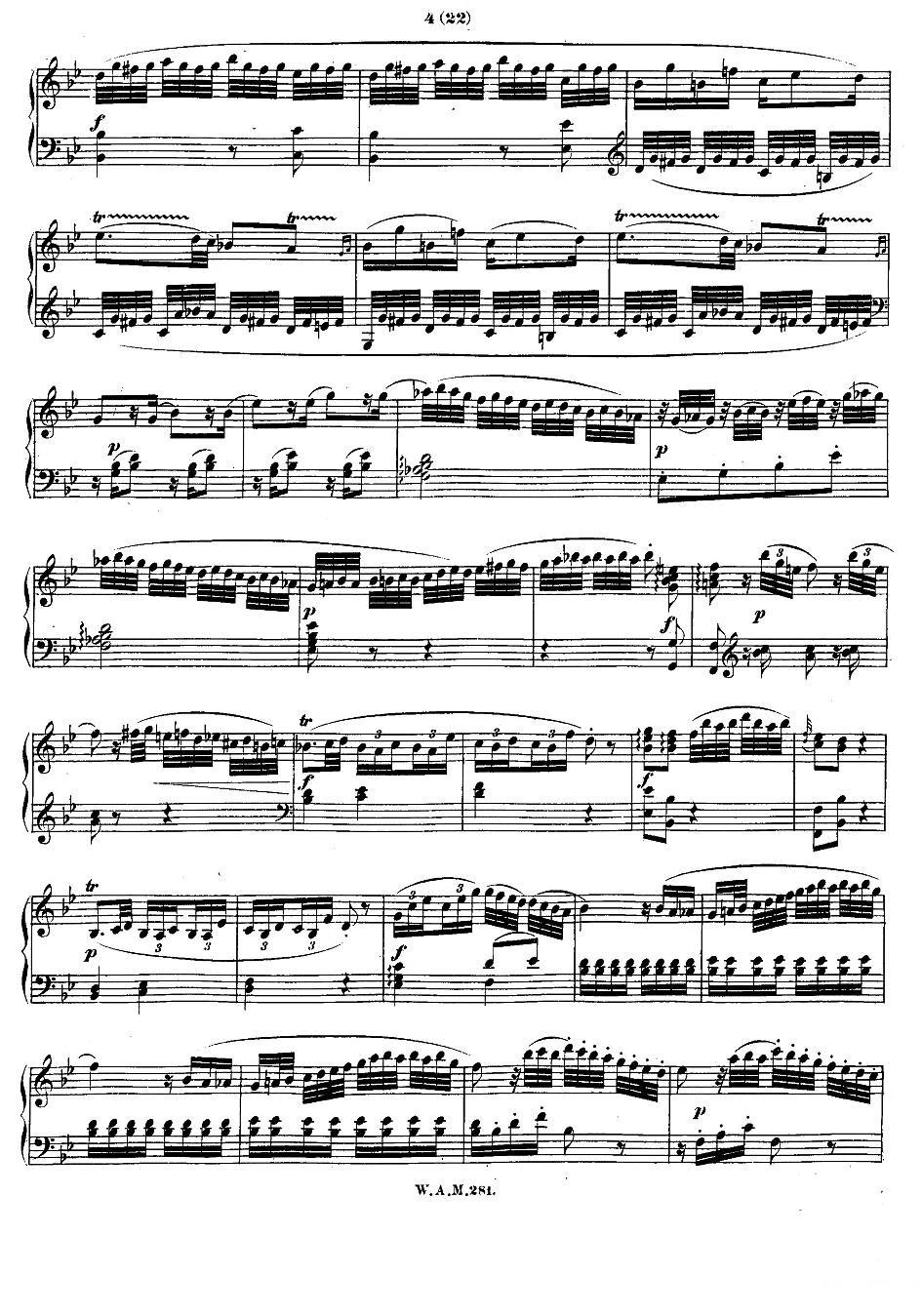 降B大调第三钢琴奏鸣曲 KV.281 钢琴曲谱（图3）