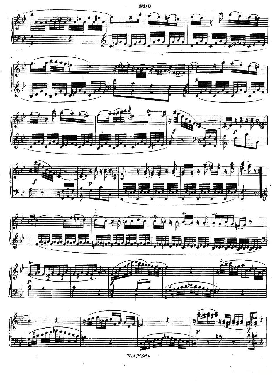 降B大调第三钢琴奏鸣曲 KV.281 钢琴曲谱（图2）