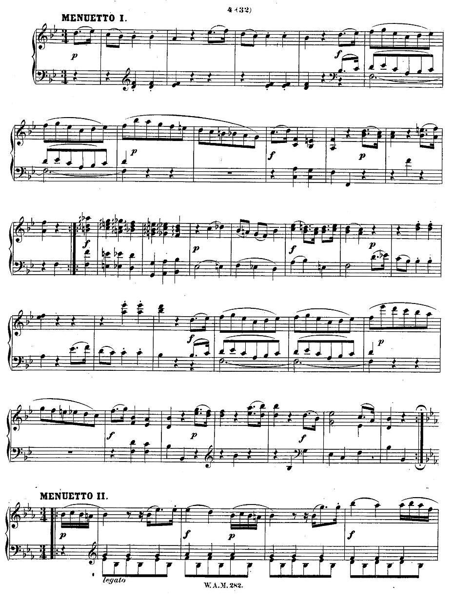 降E大调第四钢琴奏鸣曲 KV.282钢琴曲谱（图3）