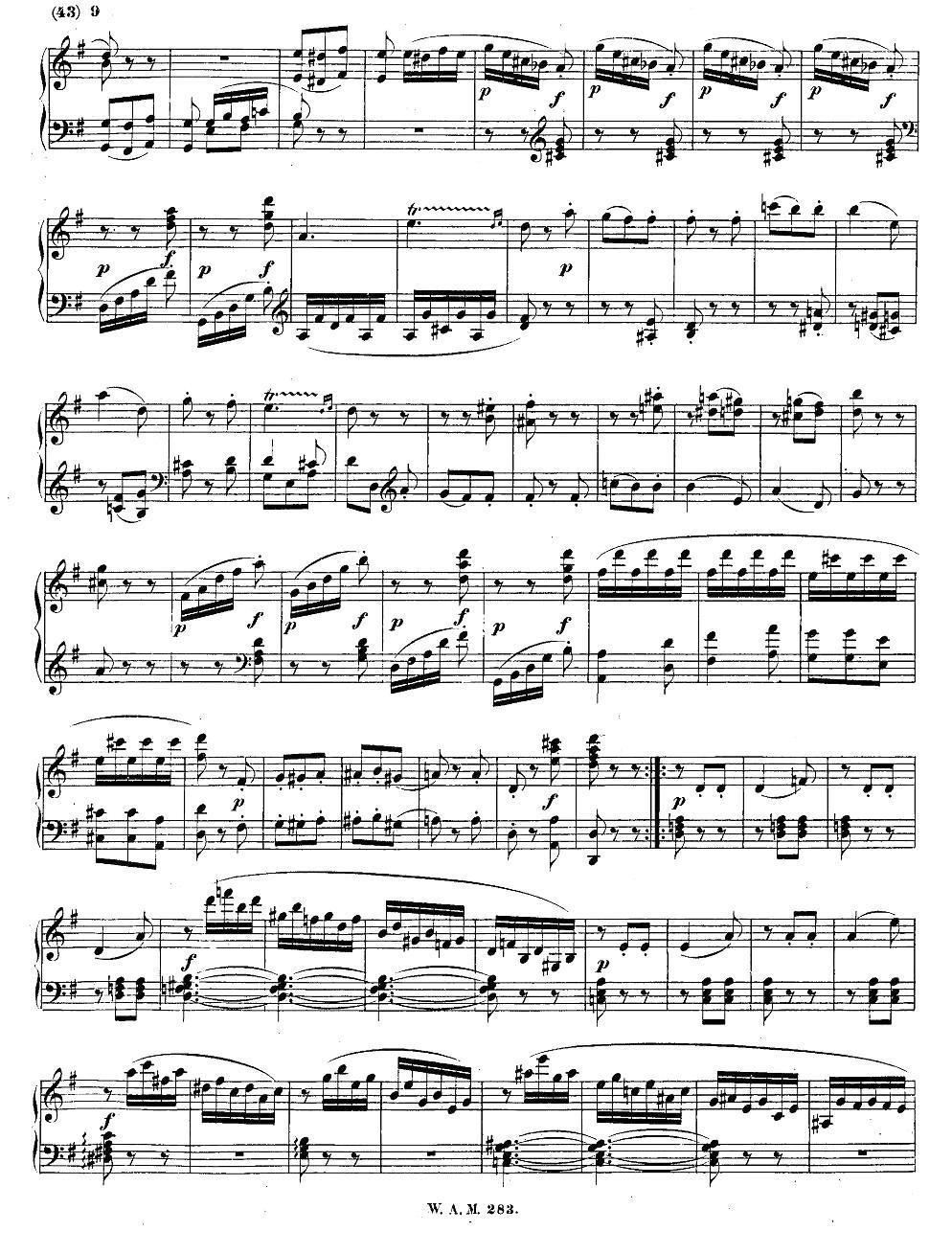 G大调第五钢琴奏鸣曲 KV.283 钢琴曲谱（图8）