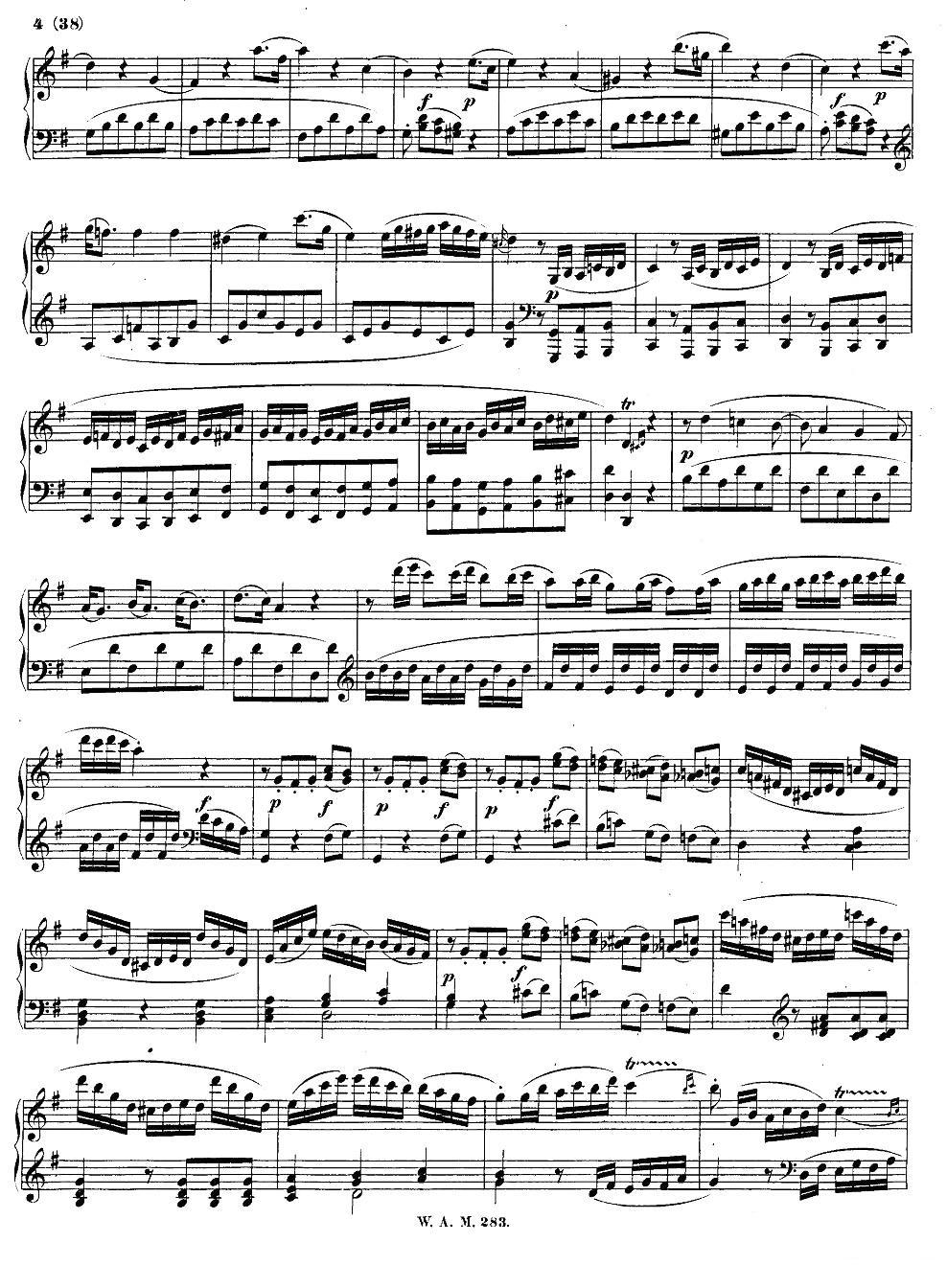 G大调第五钢琴奏鸣曲 KV.283 钢琴曲谱（图3）