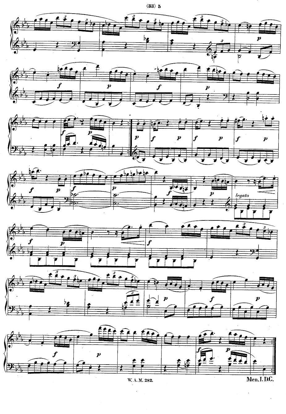 降E大调第四钢琴奏鸣曲 KV.282钢琴曲谱（图4）