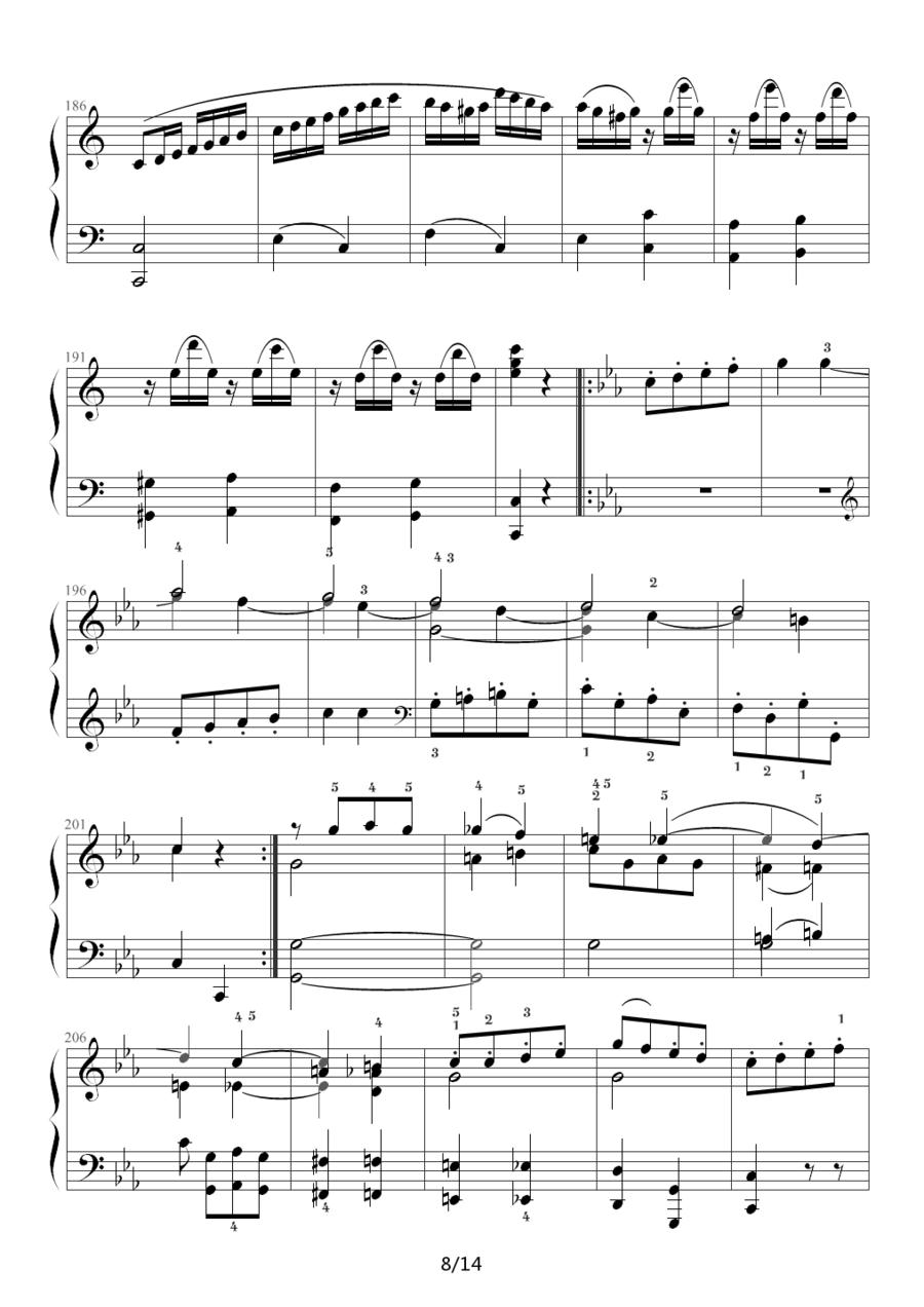 小星星变奏曲 K.265 带指法（Mozart.莫扎特）钢琴曲谱（图8）