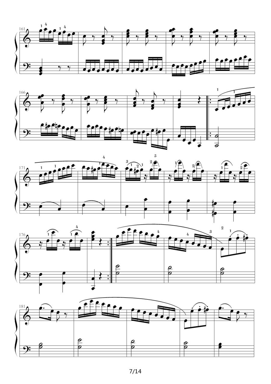 小星星变奏曲 K.265 带指法（Mozart.莫扎特）钢琴曲谱（图7）
