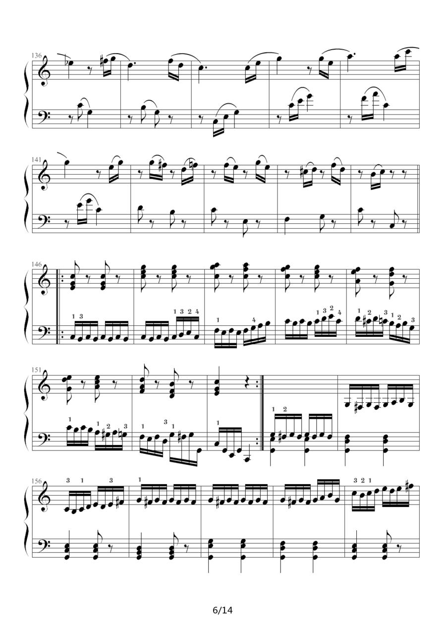 小星星变奏曲 K.265 带指法（Mozart.莫扎特）钢琴曲谱（图6）