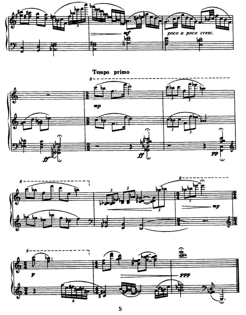 淡彩五帧钢琴曲谱（图5）