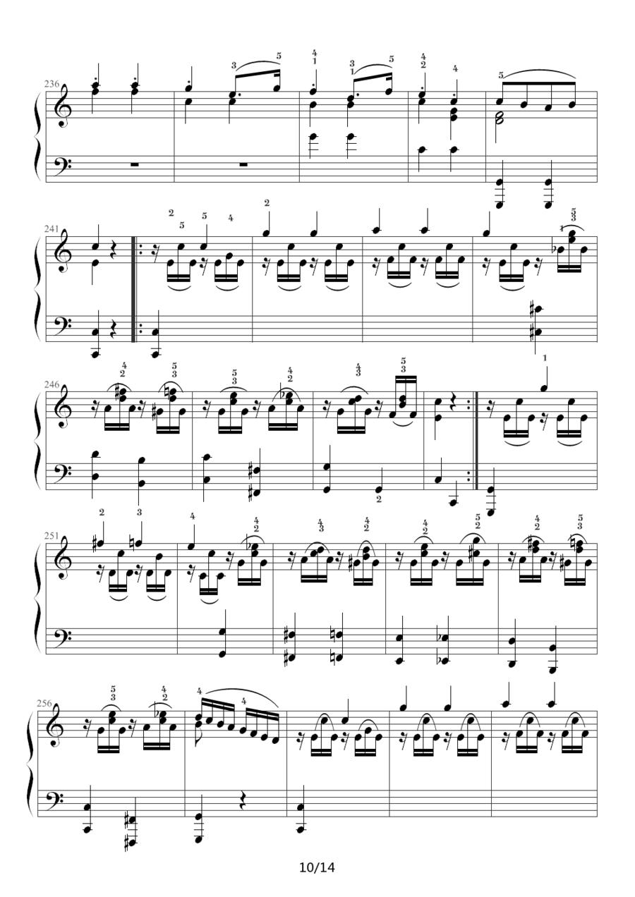 小星星变奏曲 K.265 带指法（Mozart.莫扎特）钢琴曲谱（图10）