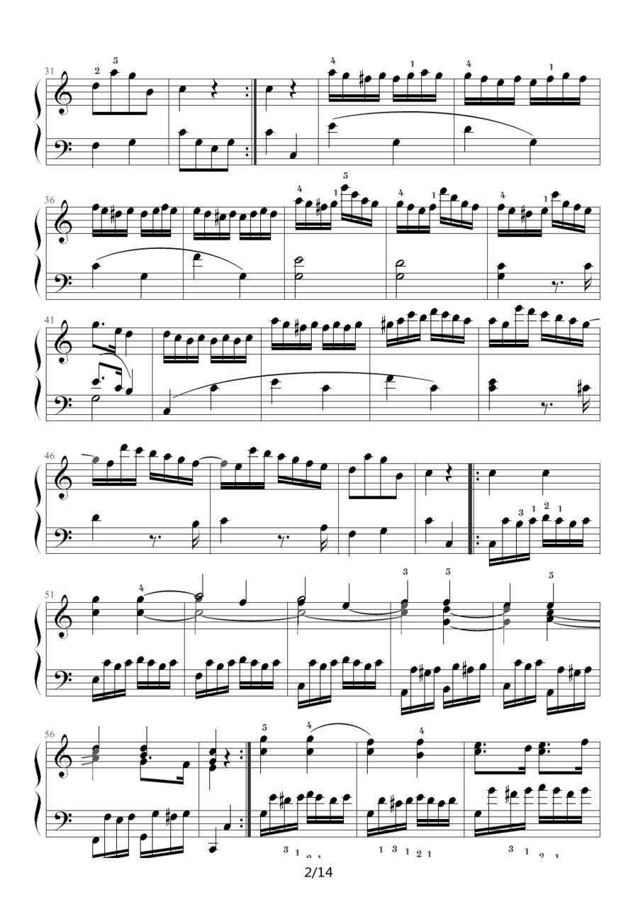 小星星变奏曲 K.265 带指法（Mozart.莫扎特）钢琴曲谱（图2）