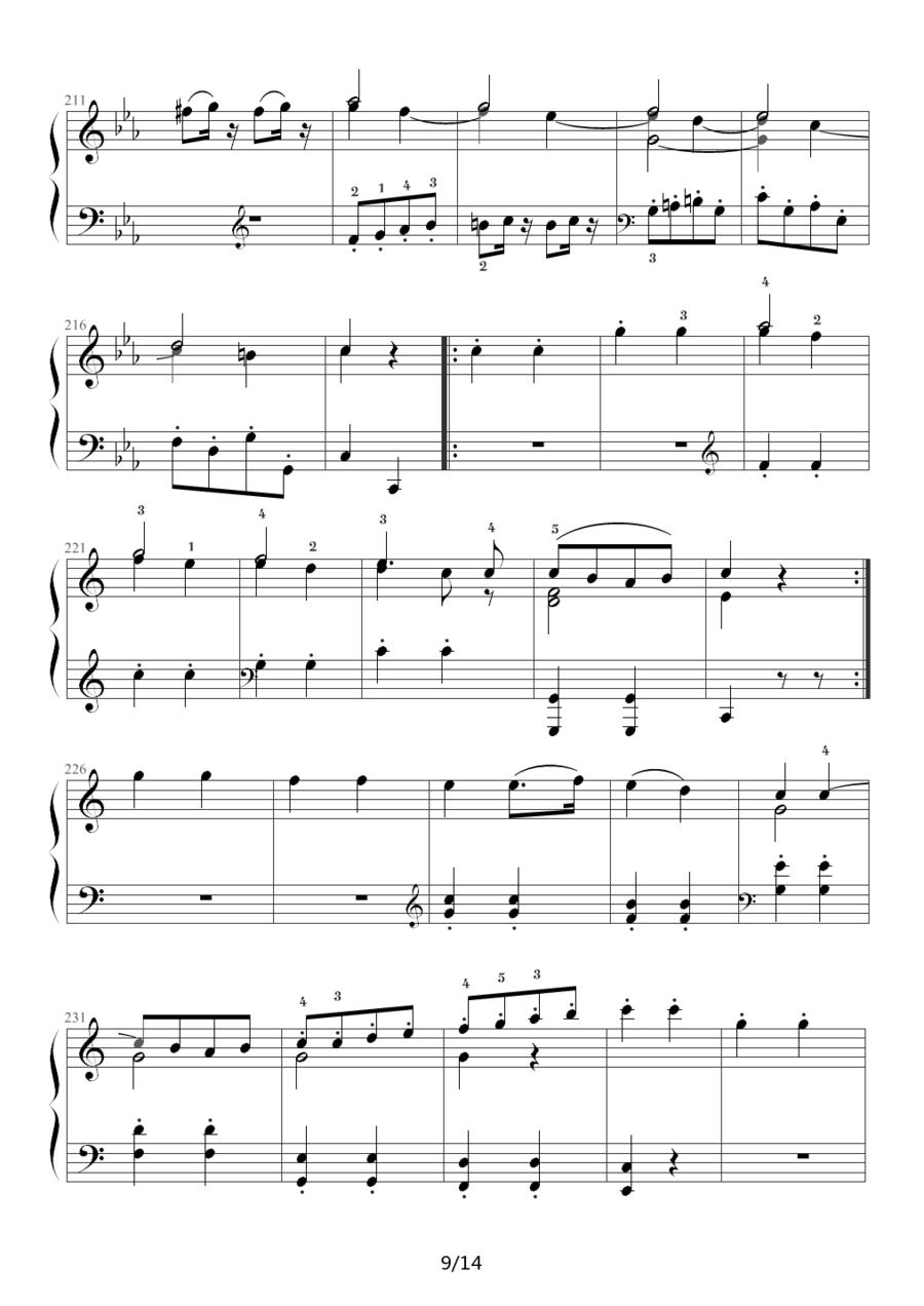 小星星变奏曲 K.265 带指法（Mozart.莫扎特）钢琴曲谱（图9）