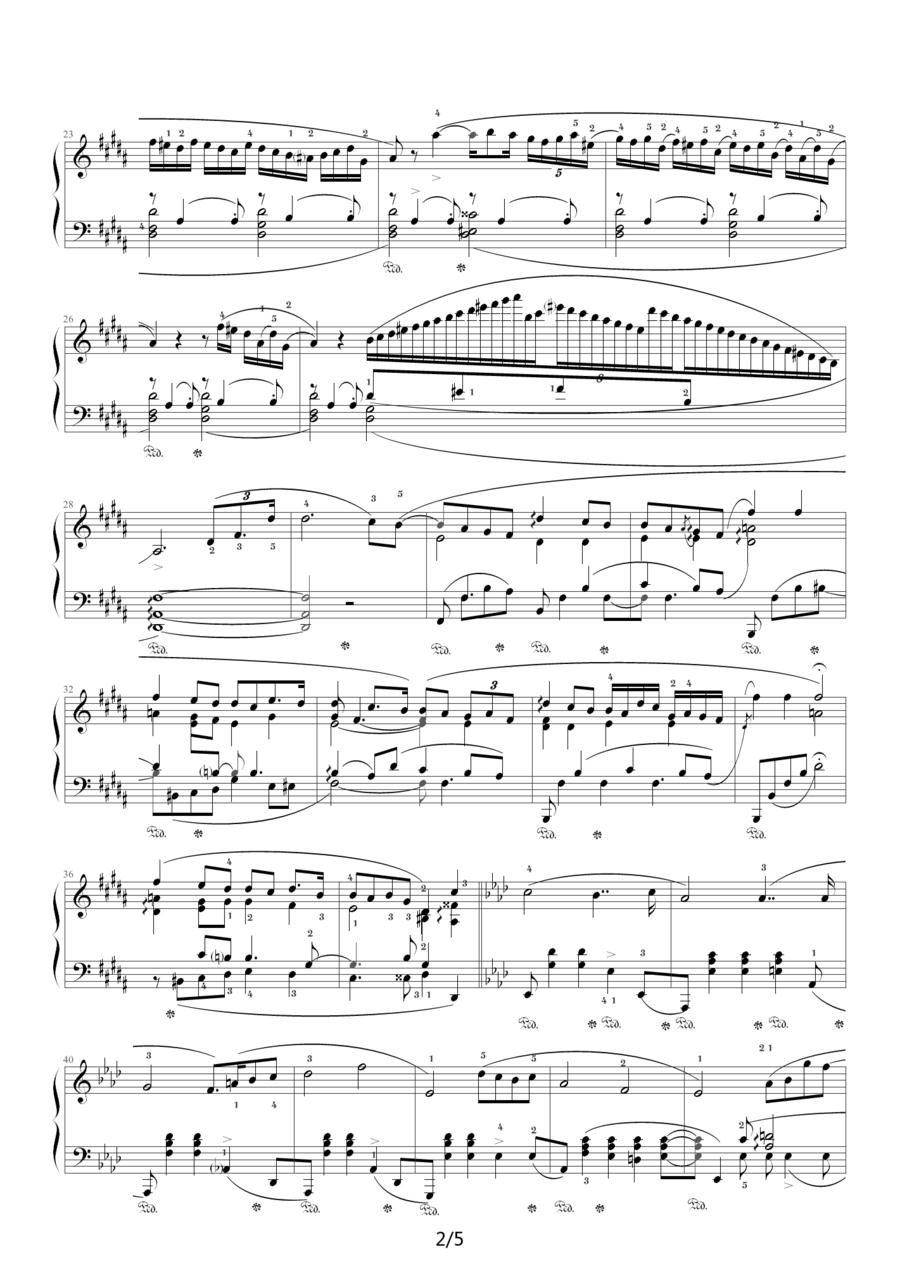 B大调夜曲，Op.62,No.1（肖邦第17号夜曲）钢琴曲谱（图2）