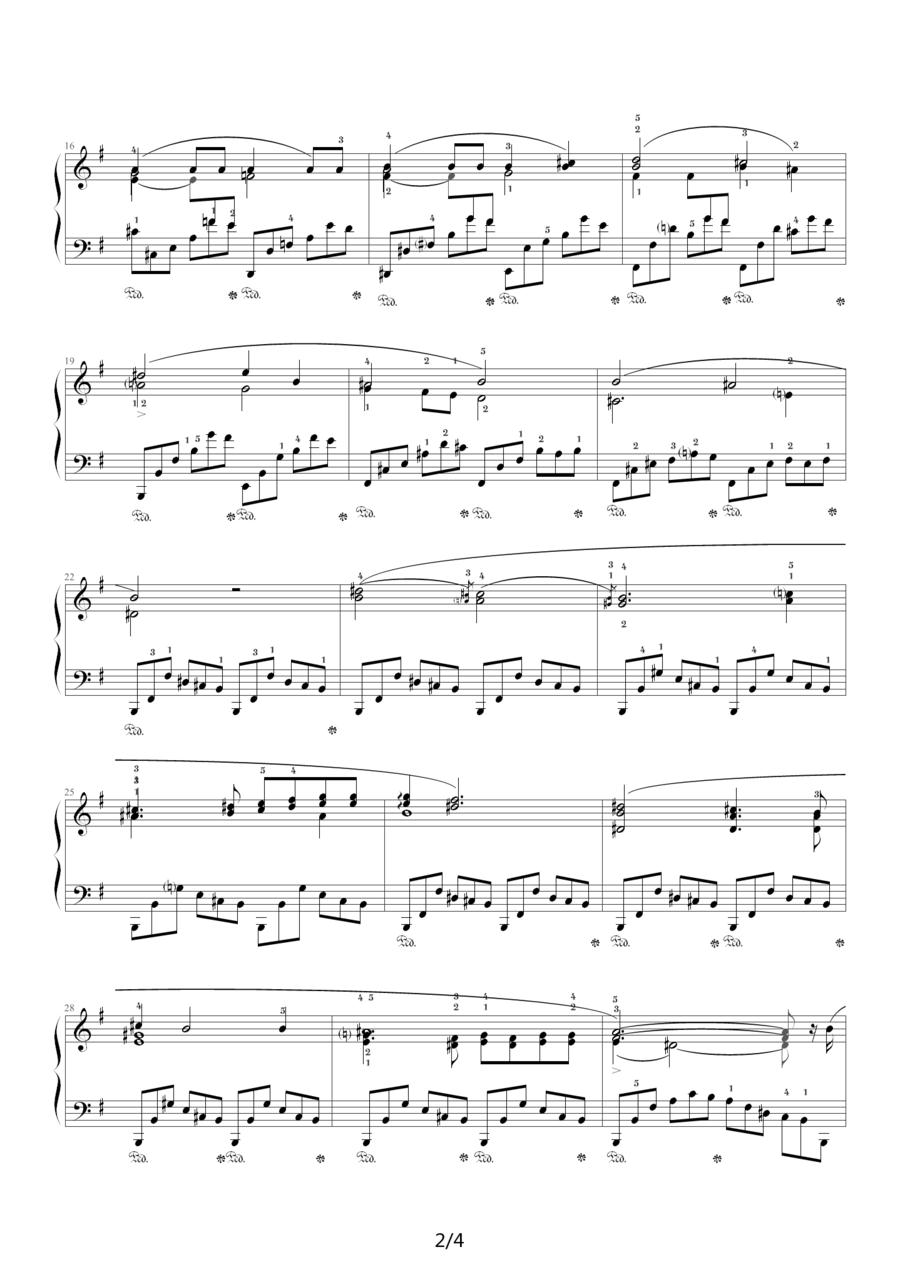 e小调夜曲，Op.72,No.1（肖邦第19号夜曲）钢琴曲谱（图2）