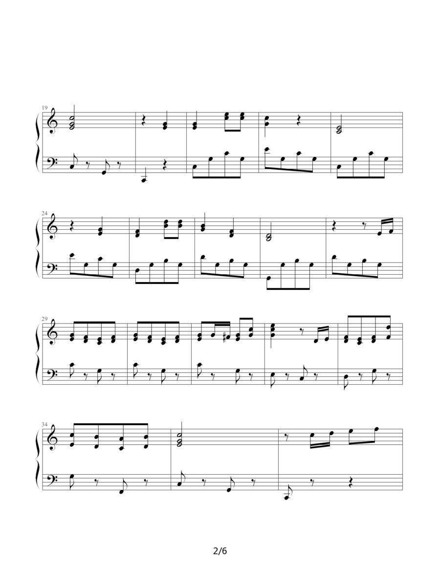蓝精灵之歌钢琴曲谱（图2）