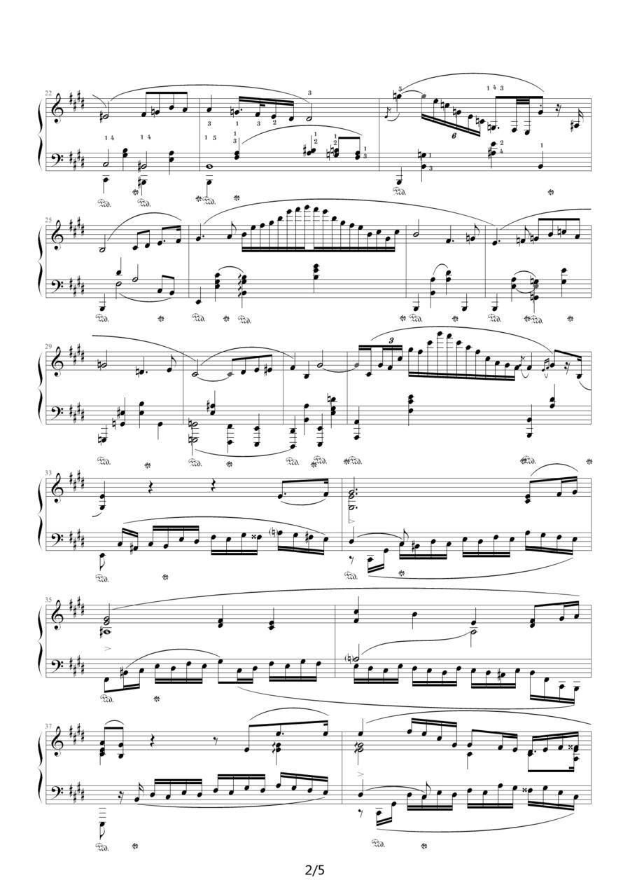 E大调夜曲，Op.62,No.2（肖邦第18号夜曲）钢琴曲谱（图2）