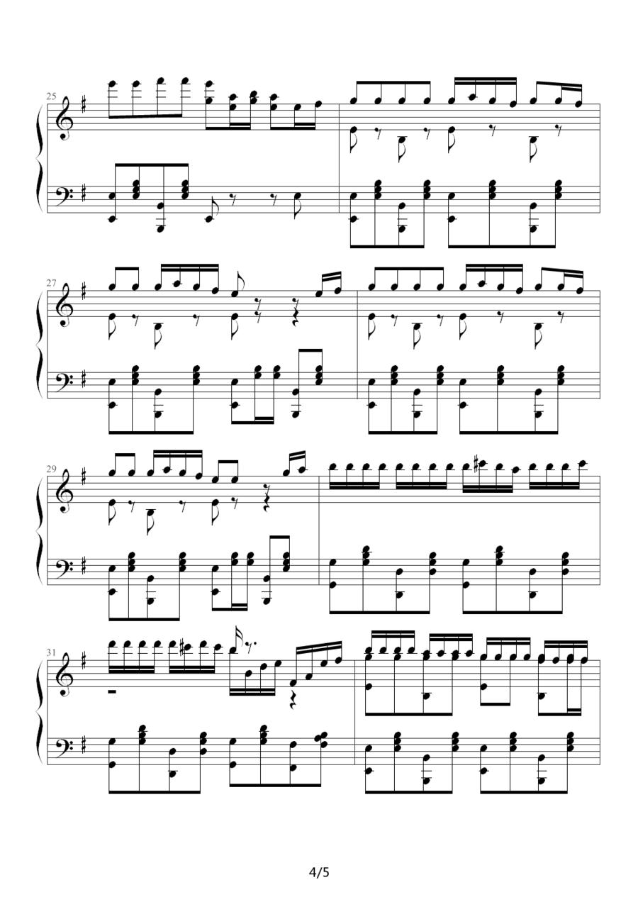 《愤怒的小鸟》主界面背景音乐钢琴曲谱（图4）