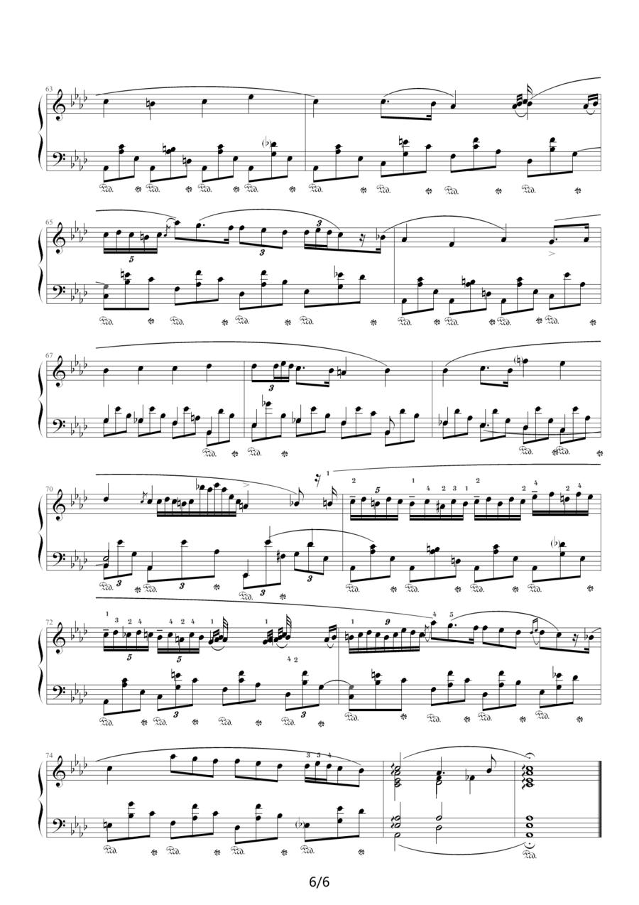 降A大调夜曲，Op.32,No.2（肖邦第10号夜曲）钢琴曲谱（图6）
