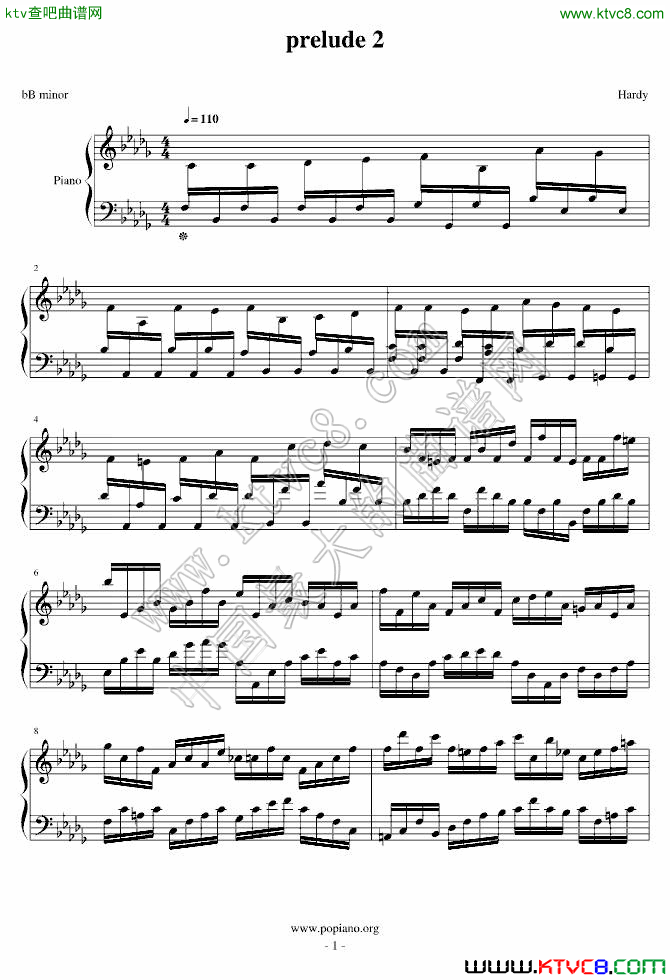 bB小调前奏曲钢琴曲谱（图1）