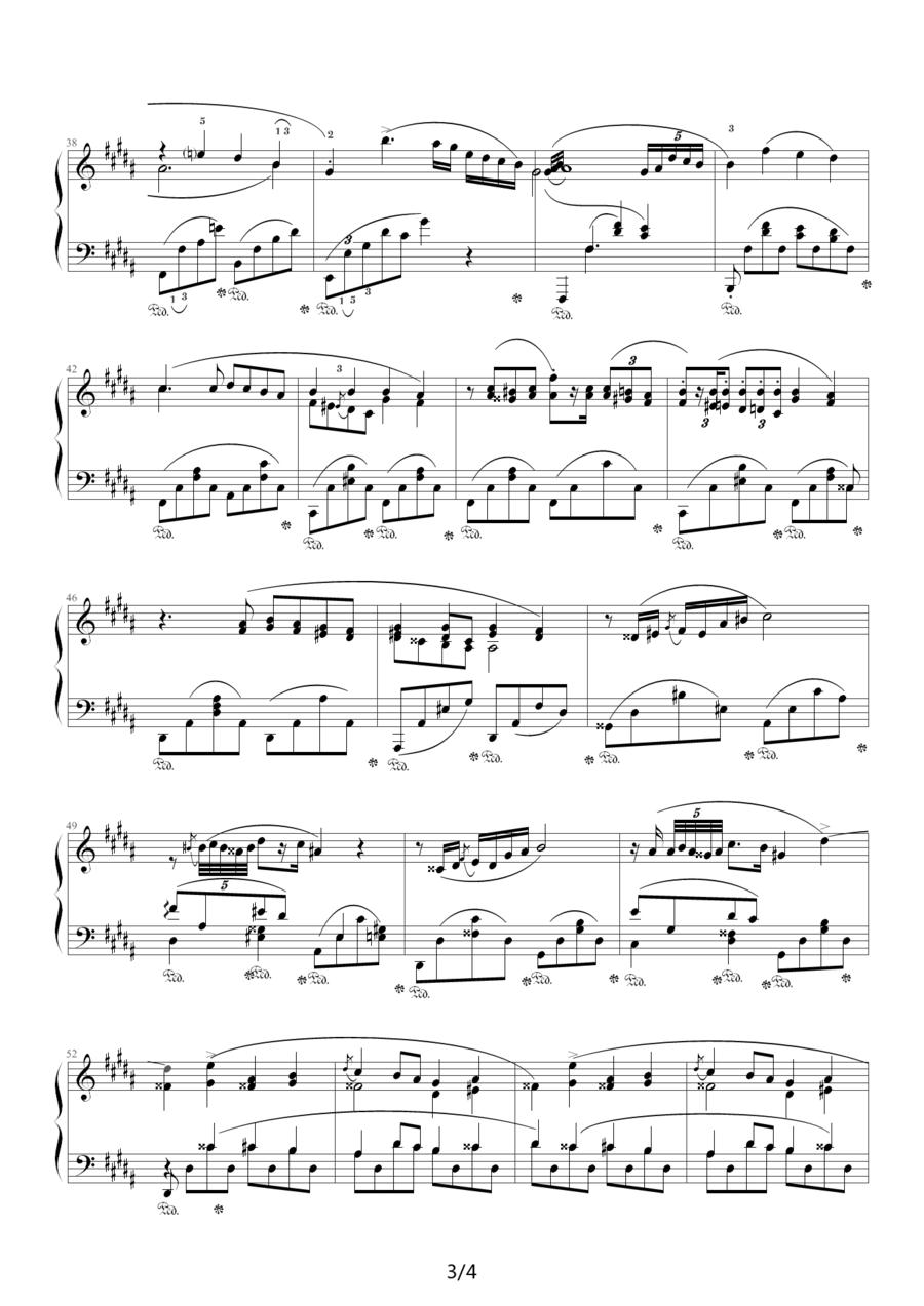 B大调夜曲，Op.32,No.1（肖邦第9号夜曲）钢琴曲谱（图3）
