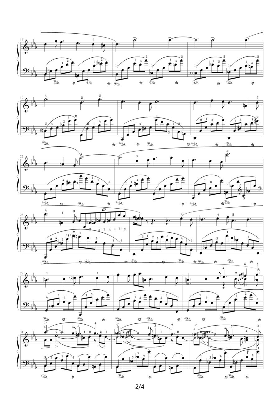 降E大调夜曲，Op.55,No.2（肖邦第16号夜曲）钢琴曲谱（图2）