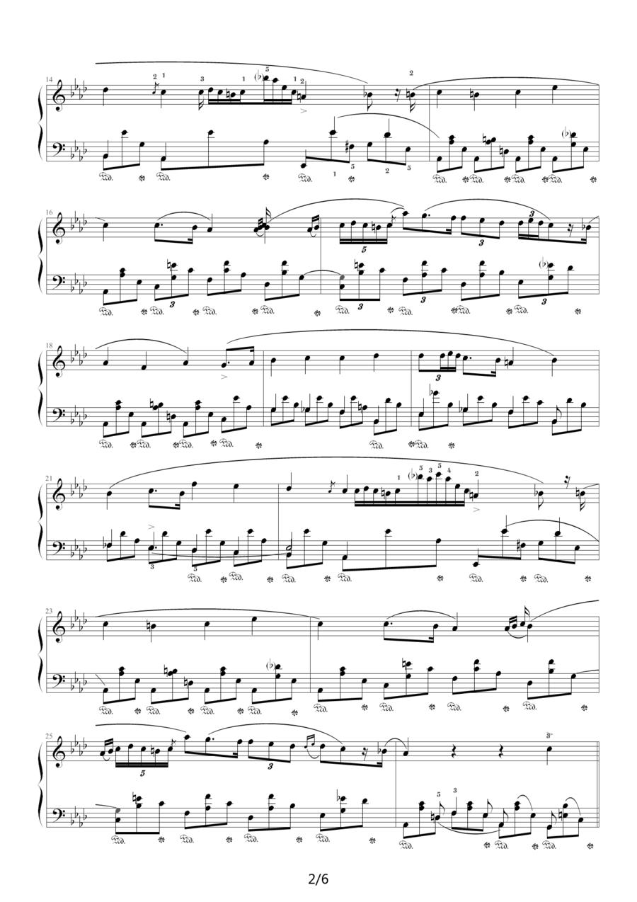 降A大调夜曲，Op.32,No.2（肖邦第10号夜曲）钢琴曲谱（图2）