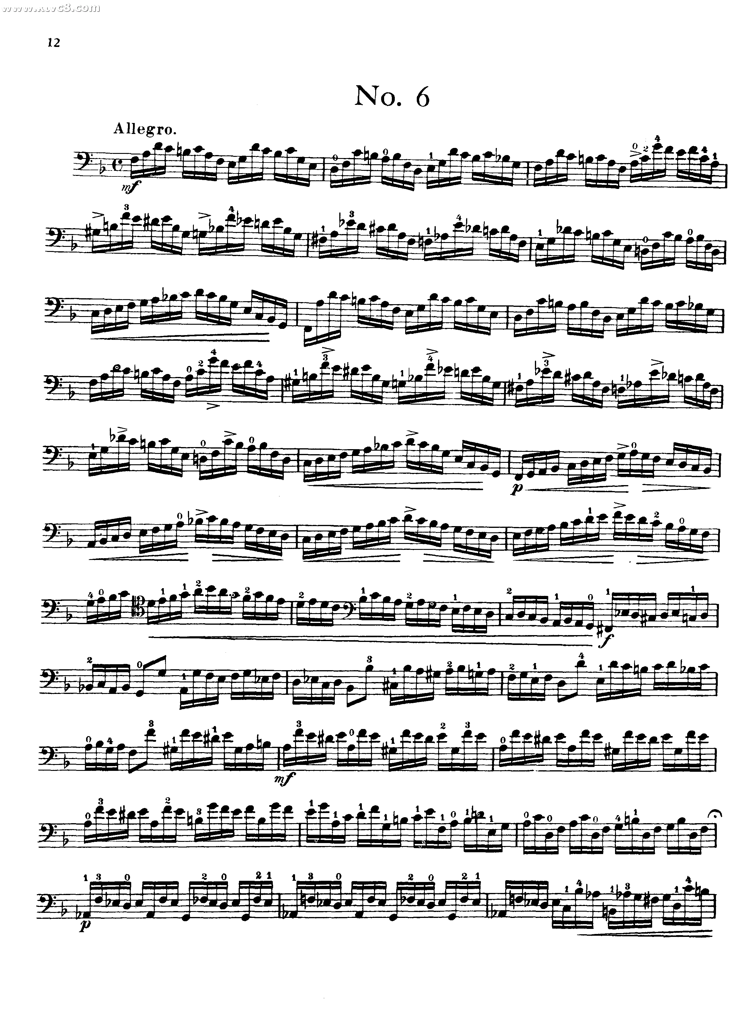 波泊尔大提琴高级练习曲之六钢琴曲谱（图1）