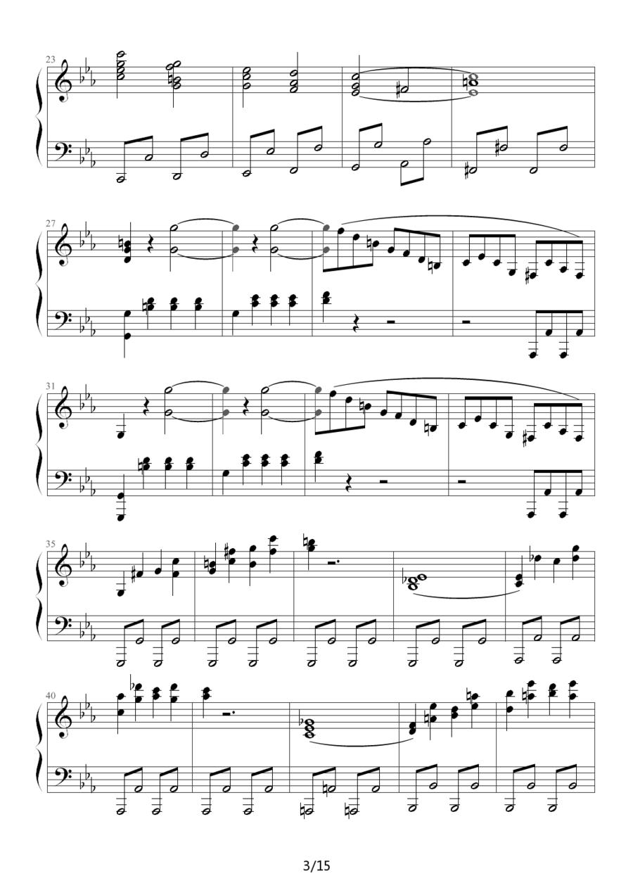 c小调第八钢琴奏鸣曲第一乐章（作品13号“悲怆”）钢琴曲谱（图3）