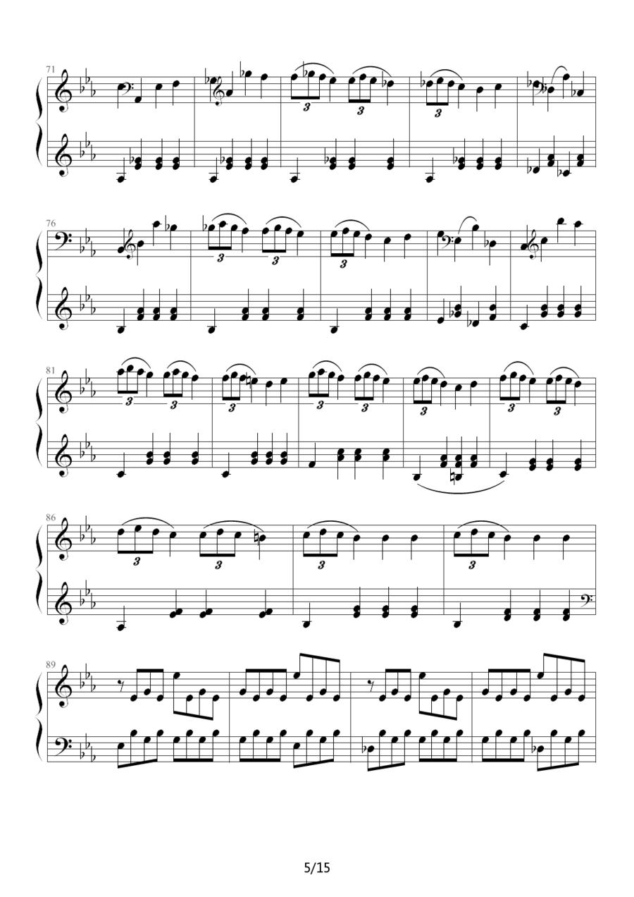 c小调第八钢琴奏鸣曲第一乐章（作品13号“悲怆”）钢琴曲谱（图5）