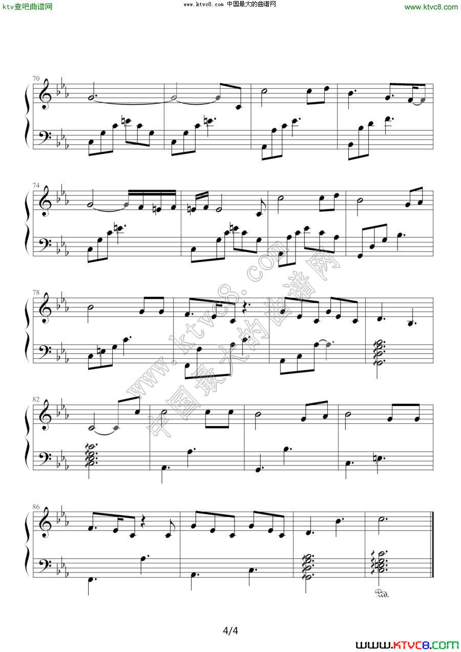 让她降落（电视剧《金粉世家》）4钢琴曲谱（图1）