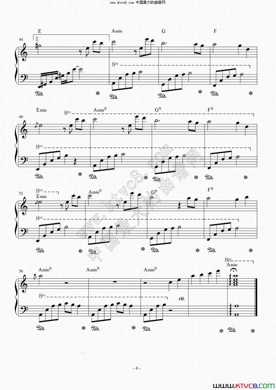 风中的蒲公英4钢琴曲谱（图1）