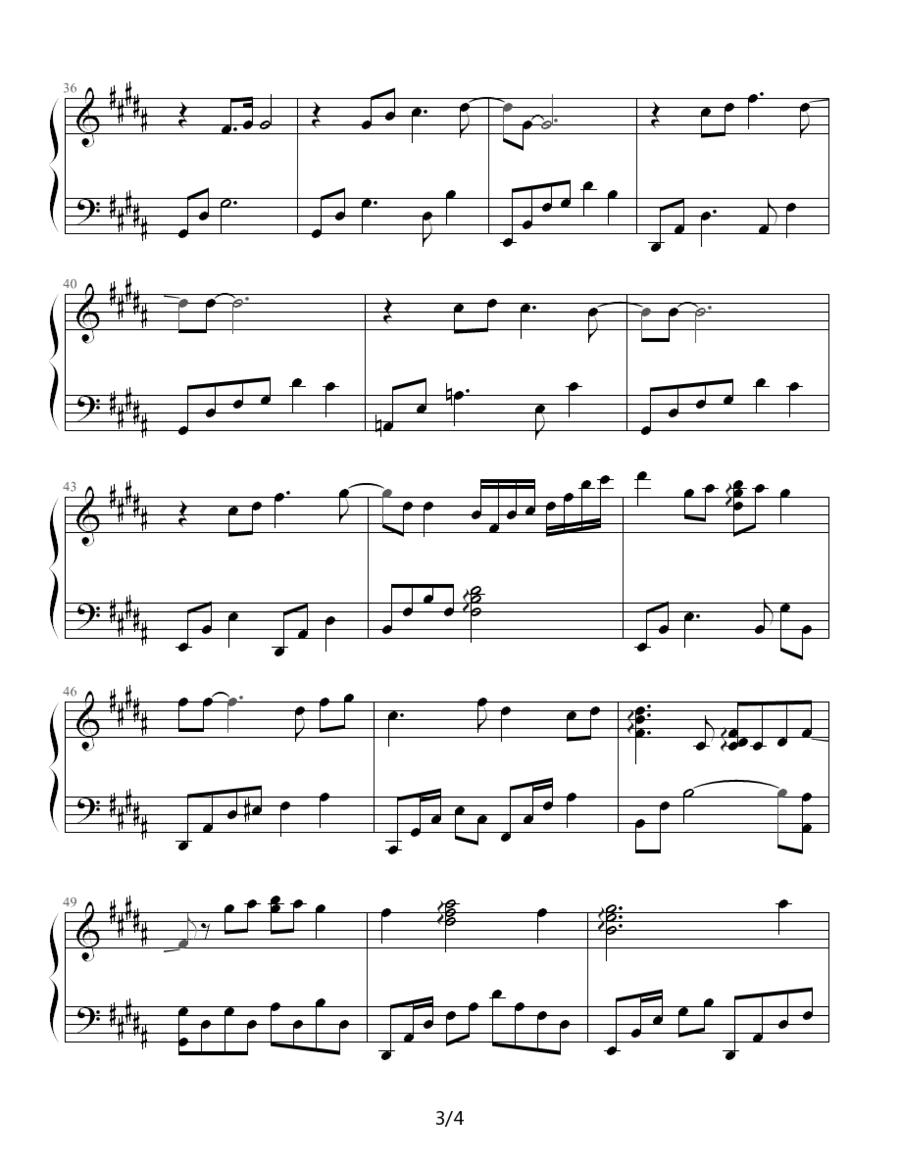 大长今·思念钢琴曲谱（图3）