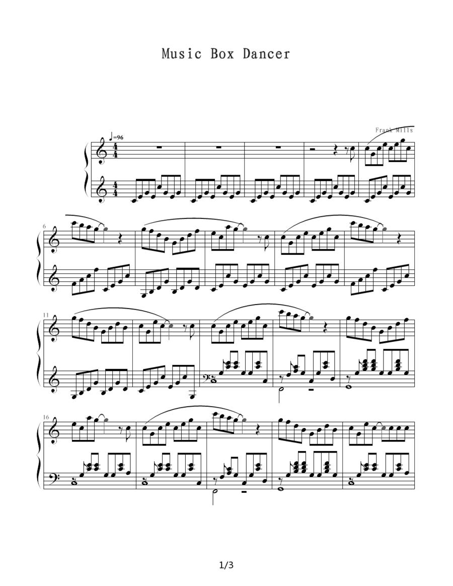 Music Box Dancer钢琴曲谱（图1）