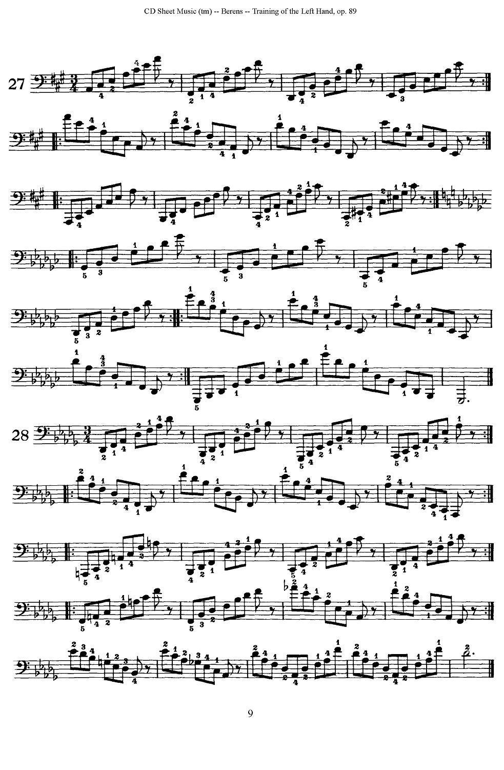 贝伦斯钢琴（左手训练）练习曲（上册46首）钢琴曲谱（图9）