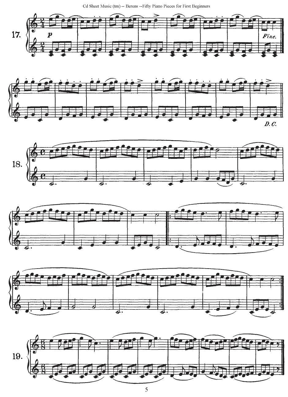 贝伦斯50首初学者练习钢琴小品（1—21）钢琴曲谱（图5）